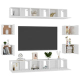 NNEVL 10 Piece TV Cabinet Set White Chipboard