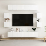 NNEVL 10 Piece TV Cabinet Set White Chipboard