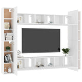 NNEVL 10 Piece TV Cabinet Set White Chipboard