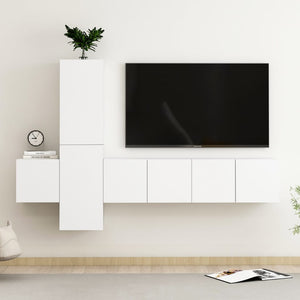 NNEVL 5 Piece TV Cabinet Set White Chipboard