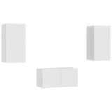 NNEVL 3 Piece TV Cabinet Set White Chipboard