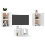 NNEVL 3 Piece TV Cabinet Set White Chipboard