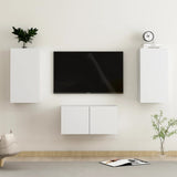 NNEVL 3 Piece TV Cabinet Set White Chipboard
