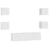 NNEVL 6 Piece TV Cabinet Set White Chipboard