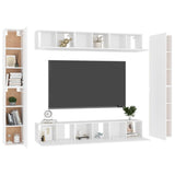 NNEVL 10 Piece TV Cabinet Set White Chipboard