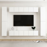 NNEVL 10 Piece TV Cabinet Set White Chipboard