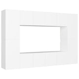NNEVL 8 Piece TV Cabinet Set White Chipboard