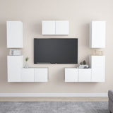 NNEVL 7 Piece TV Cabinet Set White Chipboard