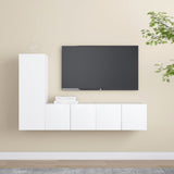 NNEVL 3 Piece TV Cabinet Set White Chipboard