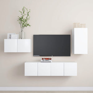 NNEVL 4 Piece TV Cabinet Set White Chipboard