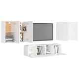 NNEVL 6 Piece TV Cabinet Set White Chipboard