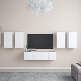 NNEVL 6 Piece TV Cabinet Set White Chipboard