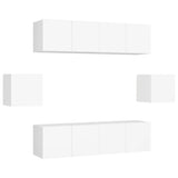 NNEVL 6 Piece TV Cabinet Set White Chipboard