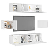 NNEVL 6 Piece TV Cabinet Set White Chipboard