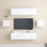 NNEVL 6 Piece TV Cabinet Set White Chipboard