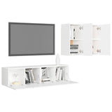 NNEVL 4 Piece TV Cabinet Set White Chipboard