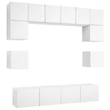 NNEVL 8 Piece TV Cabinet Set White Engineered Wood