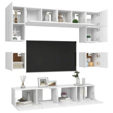 NNEVL 8 Piece TV Cabinet Set White Engineered Wood