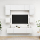 NNEVL 8 Piece TV Cabinet Set White Engineered Wood