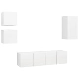 NNEVL 5 Piece TV Cabinet Set White Chipboard