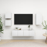 NNEVL 5 Piece TV Cabinet Set White Chipboard