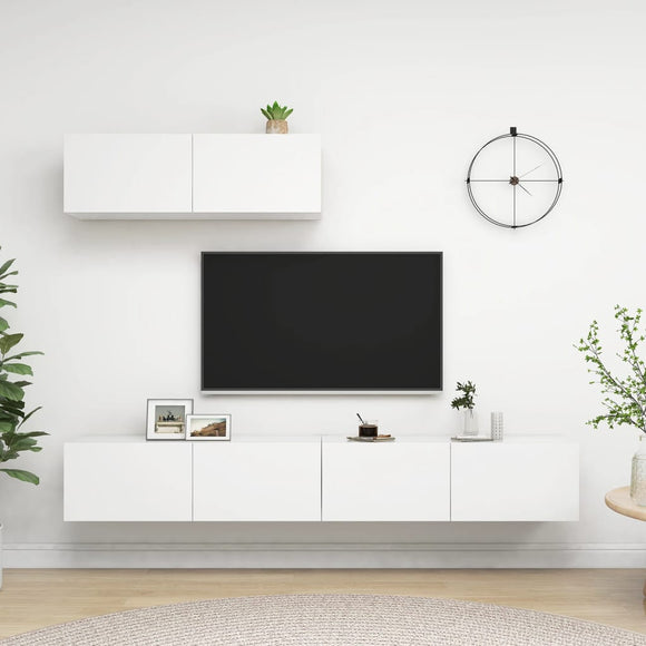NNEVL TV Cabinets 3 pcs White Engineered Wood