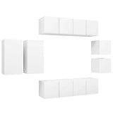 NNEVL 8 Piece TV Cabinet Set White Chipboard