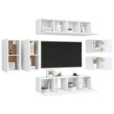 NNEVL 8 Piece TV Cabinet Set White Chipboard