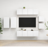NNEVL 8 Piece TV Cabinet Set White Chipboard
