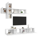 NNEVL 7 Piece TV Cabinet Set White Engineered Wood