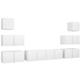 NNEVL 8 Piece TV Cabinet Set White Chipboard