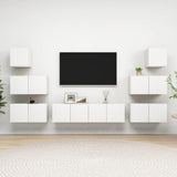 NNEVL 8 Piece TV Cabinet Set White Chipboard