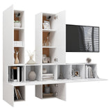 NNEVL 7 Piece TV Cabinet Set White Chipboard