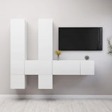 NNEVL 7 Piece TV Cabinet Set White Chipboard