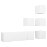 NNEVL 6 Piece TV Cabinet Set White Chipboard