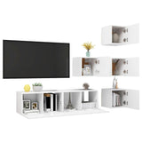 NNEVL 6 Piece TV Cabinet Set White Chipboard