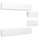 NNEVL 6 Piece TV Cabinet Set White Chipboard