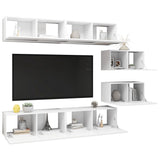 NNEVL 6 Piece TV Cabinet Set White Chipboard