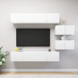 NNEVL 6 Piece TV Cabinet Set White Chipboard