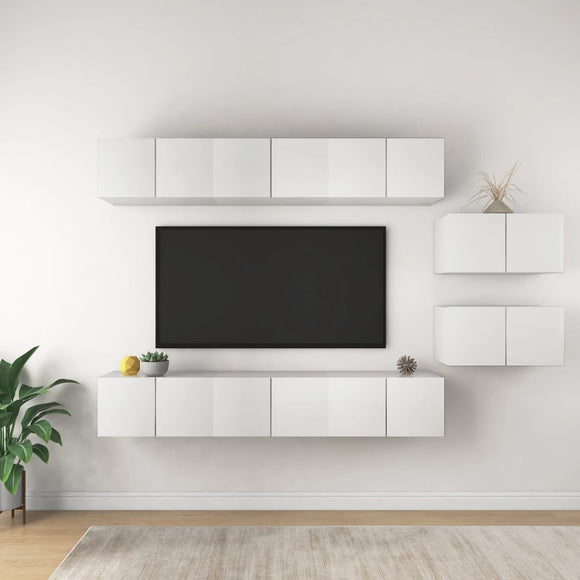 NNEVL TV Cabinets 8 pcs White Chipboard
