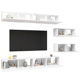NNEVL 6 Piece TV Cabinet Set White Engineered Wood