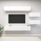 NNEVL 6 Piece TV Cabinet Set White Engineered Wood