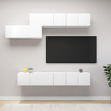NNEVL 7 Piece TV Cabinet Set White Chipboard