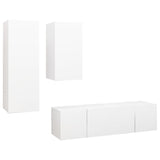 NNEVL 4 Piece TV Cabinet Set White Chipboard