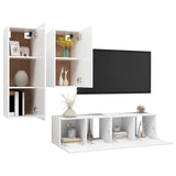 NNEVL 4 Piece TV Cabinet Set White Chipboard