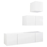 NNEVL 4 Piece TV Cabinet Set White Chipboard