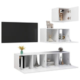 NNEVL 4 Piece TV Cabinet Set White Chipboard