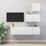 NNEVL 4 Piece TV Cabinet Set White Chipboard