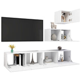NNEVL 4 Piece TV Cabinet Set White Engineered Wood