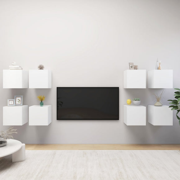 NNEVL Wall Mounted TV Cabinets 8 pcs White 30.5x30x30 cm